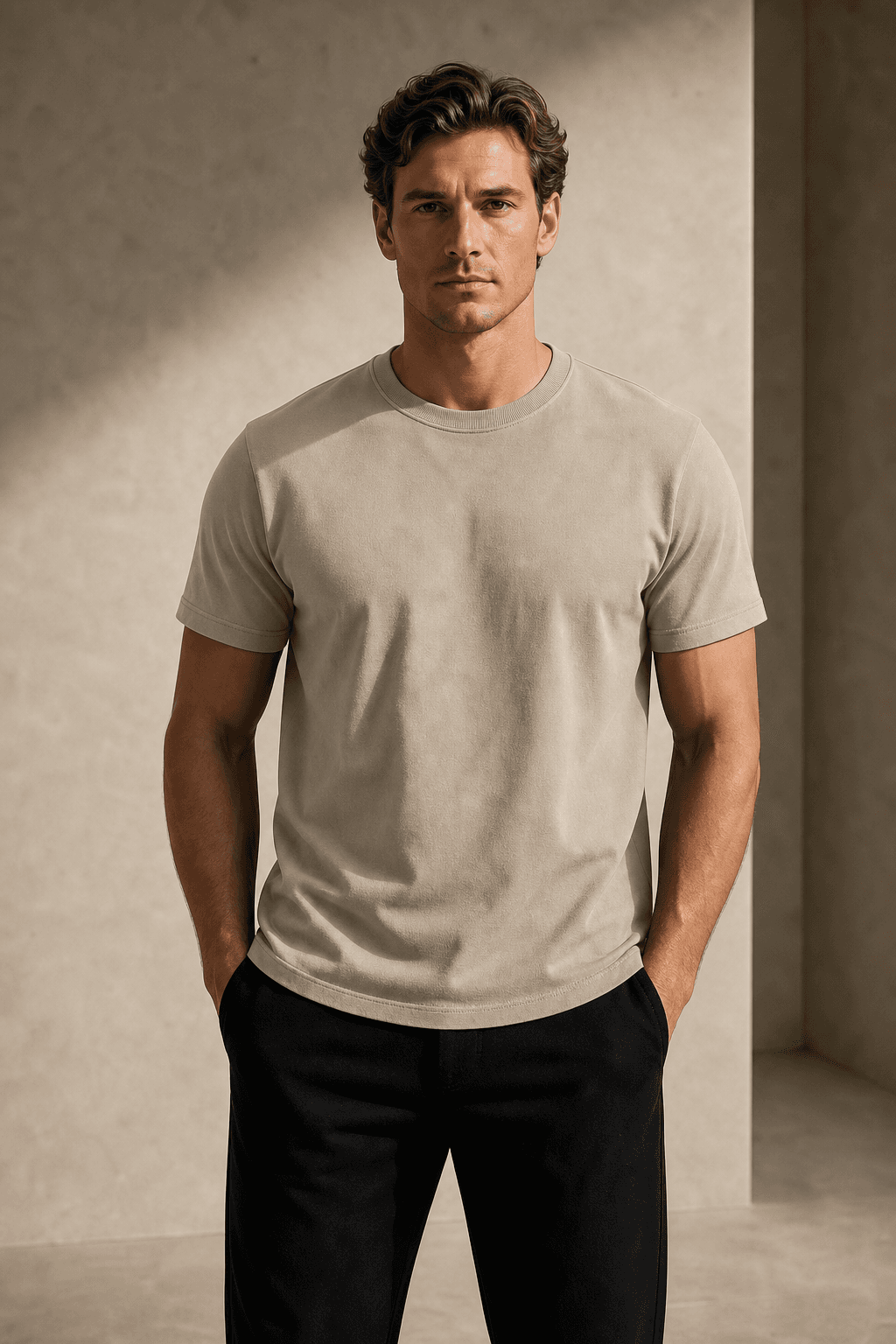 Model wearing the DYRWOLF Stone T-Shirt