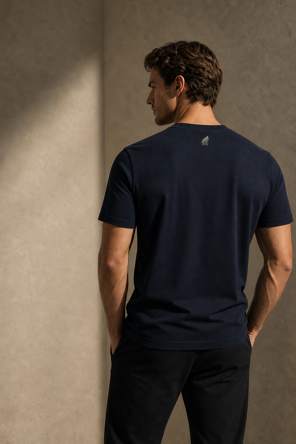 Back view of the DYRWOLF Navy T-Shirt